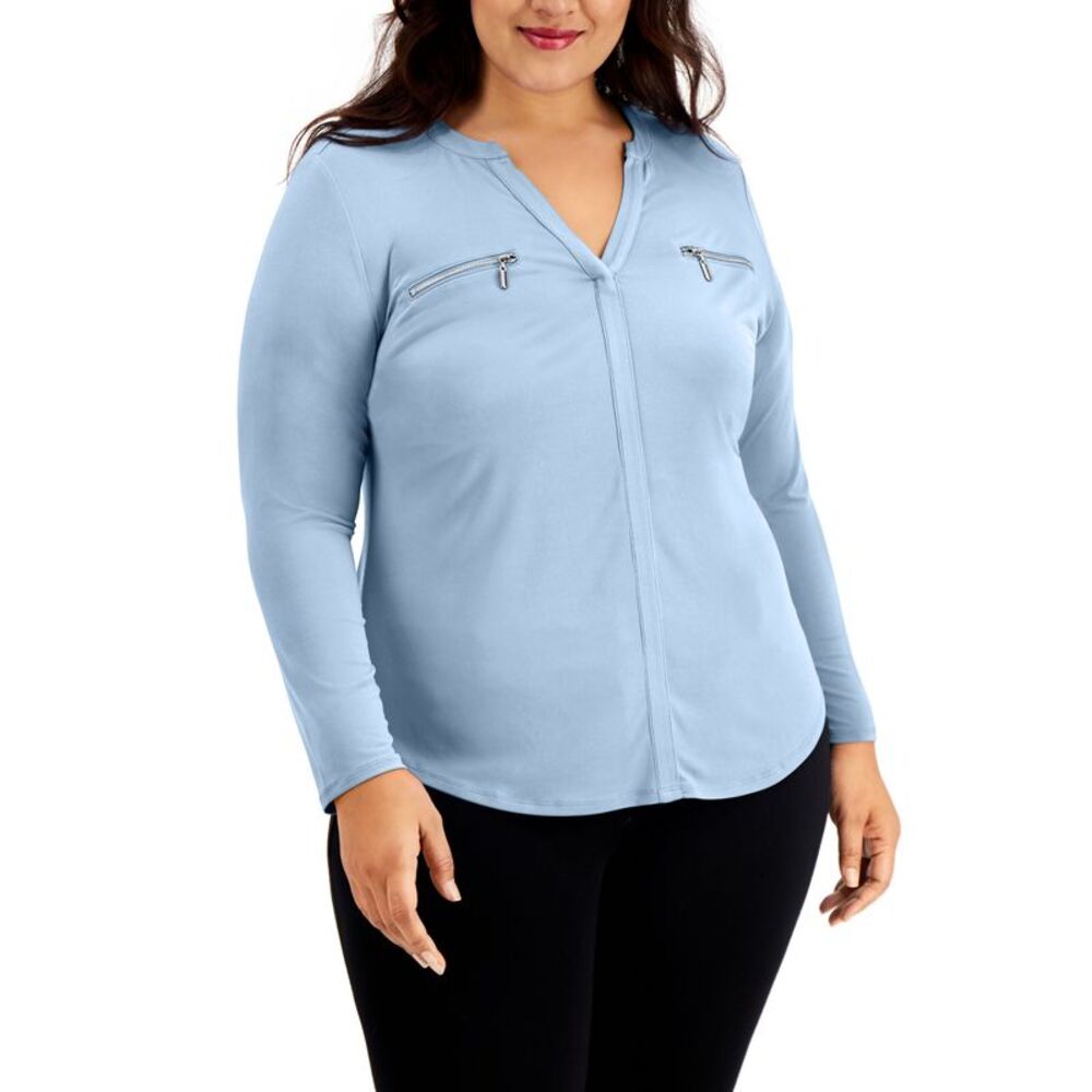 INC International Concepts Plus Size Zip-Pocket Top